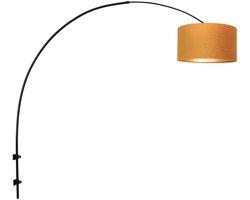 Zwarte boog wandlamp met goud velours kap 40 cm - Sparkled Light 8141ZW - Metaal en textiel - Draaibaar, kantelbaar en uitschuifbaar - Steinhauer