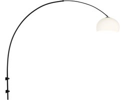 Zwarte boog wandlamp Sparkled Light 8195ZW met wit kunststof bol kap - Draaibaar, kantelbaar en uitschuifbaar - Steinhauer - Binnen - Modern Klassiek - 145 cm hoog, 38 cm diameter