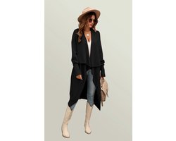 Zwarte dikke plooi oversized cardigan