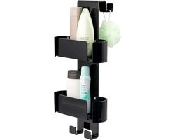 Zwarte Doucheplank met Haken en Manden voor Extra Opbergruimte