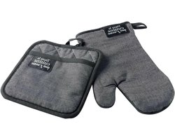 Zwarte en grijze ovenwant met antislip, hittebestendig en multifunctioneel voor keukengebruik
