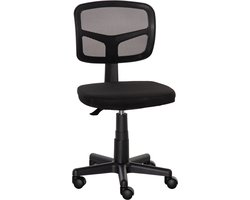 Zwarte Ergonomische Bureaustoel 43 x 48 x 77,5-89,5 cm, Hoogteverstelbare Draaistoel, Computerstoel, Kantoorstoel, Schrijfstoel, Mesh Rugleuning, Zonder Armleuningen, 360° Draaibaar, met Wielen, Ruimtebesparend, Tot 120 kg