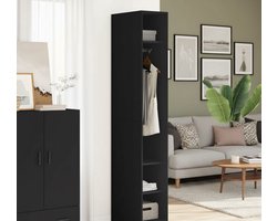 Zwarte Garderobekast Roma – Hoge Kast 30 x 50 x 200 cm – Engineered Wood Opbergkast voor Slaapkamer, Gang of Werkkamer