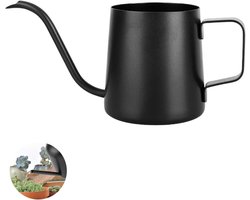 Zwarte gieter met lange schenktuit - gieter voor kamerplanten - kleine gieter voor binnenruimtes - gieter voor potplanten - kleine kantoorplanten - kleine potplanten - tuinaccessoires