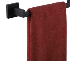 Zwarte handdoekring/handdoekrekstang, handdoekrek voor de badkamer, keukenaccessoire, stijlvol roestvrijstalen wandmodel, B3003BK