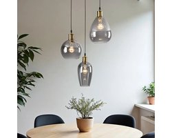 Zwarte hanglamp 3-lichts met smoke glas - Verona