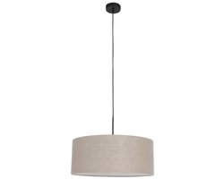 Zwarte hanglamp Sparkled Light 8155ZW van Steinhauer met hoogtes verstelbare metalen en textiele lampenkap van 50cm diameter, geschikt voor binnengebruik