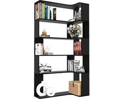 Zwarte Houten 5-Laags Hoekboekenplank - Driehoekig Model met Lichtstrip - Open Plattegronden Geometrische Opslagplank voor Woonkamer Studiekamer Huis
