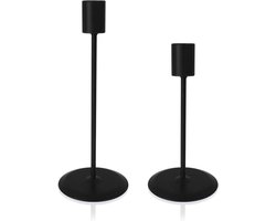 Zwarte kandelaars - Set van 2 decoratieve kaarsen - Kandelaar pilaar tafel kaarsenhouders - voor bruiloft decoratie - bar feest - woondecoratie (zwart - 2 stuks)