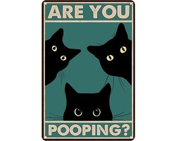 Zwarte Kat Badkamer Decoratie Are You Pooping Metalen Borden Poster Toiletten Foto's Hal Deco Vintage Metalen Bord Wanddecoratie Wall Art (30 x 20 cm)