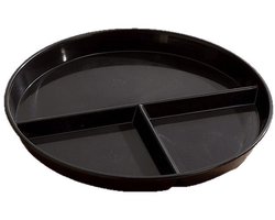 Zwarte keramische borden met vakjes voor volwassenen, 2 stuks porseleinen borden met portiecontrole, herbruikbaar, diep serveerbord met 3 vakken, geschikt voor magnetron en vaatwasser.