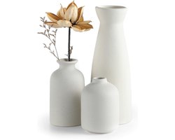 Zwarte keramische vazen set van 3 - kleine bloemenvazen voor decoratie modern rustiek - woondecoratie op boerderij - decoratieve vazen voor pampagras en gedroogde bloemen - ideeënplank tafel boekenplank schoorsteenmantel ingang - noodlijdend decor