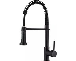 Zwarte Keukenkraan met Uittrekbare Uitloop | Mengkraan | Flexibele Slang
