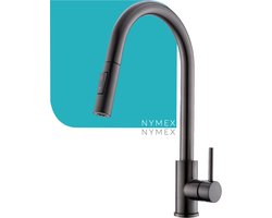 Zwarte Keukenkraan - Uittrekbare uitloop - Wasteltafelkraan