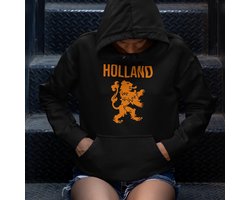 Zwarte Koningsdag Hoodie Holland Leeuw In Oranje - Maat XL - Uniseks Pasvorm - Oranje Feestkleding