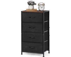 Zwarte Ladekast - Met 4 Laden - Duurzaam Stalen Frame en Houten Panelen - Modern Design