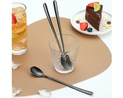 Zwarte Latte Macchiato Lepel, 12-delige set, Titanium coating, zwarte roestvrijstalen theelepel, roerlepel, koffielepel, ijslepel, cocktaillepel