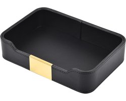 Zwarte Leren Desktop Organizer - Zeitloze Opbergsysteem voor Kantoor en Sieraden