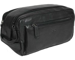 Zwarte Leren toilettas klassiek model `` Made for Life``