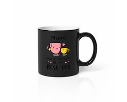 Zwarte Magic Mok 330 ml – “Mum Best-Tea” Warmtegevoelige Mok – Schattig Thee Design – Cadeau voor Mama