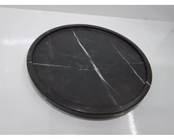 Zwarte Marmeren Tray – Ronde Luxe Onderzetter Ø28 cm – Handgemaakt – Decoratief Dienblad