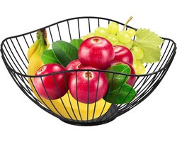 Zwarte metalen fruitmand - modern design - grote capaciteit 26 x 26 x 115 cm Fruitschaal