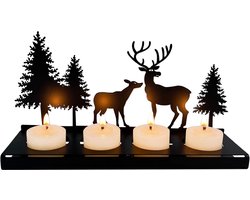 Zwarte-Metalen-Kaarsenhouder-4-Cm-Kaarsen-Kerst-Kandelaar-Decoratief-Tafel-Centraal-Interieur-Woning-Cadeau