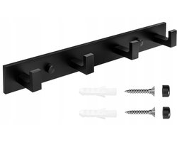 Zwarte Metalen Kapstok met 4 Haken - Stijlvol en Praktisch