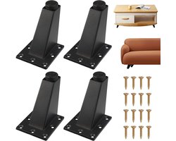 Zwarte Meubelpoten, 4 Stuks, 8 cm Hoog, Triangulaire Verstelbare Poten voor Sofa, Kast en Tafel, Inclusief Schroeven voor Eenvoudige Montage