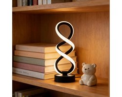 Zwarte moderne minimalistische spiraalvormige tafellamp met 3 dimbare LED-kleuren, nachtlampje, bureaulamp, decoratie voor mancave, koffiebar of kantoor.