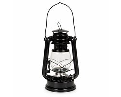 Zwarte Olielamp / Stormlamp – 24 cm – Klassieke Olie-Lamp – Sfeervolle Buitenlamp voor Camping, Tuin & Balkon – 12 x 16 x 24 cm