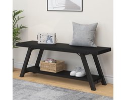 Zwarte Opbergbank – Moderne Houten-Metalen Bank voor Slaapkamer, Hal of Woonkamer (120 cm)