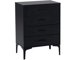 Zwarte Opbergkast Dressoir Kast Commode 60x39x83 cm 4 Lades Ladeblok Spaanplaat MDF met Metalen Poten Modern voor Slaapkamer Woonkamer en Hal