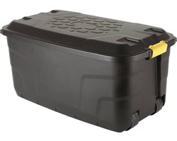 Zwarte opbergkist 145L met wielen en deksel | vergrendelbaar | Easy lock | 380KG+ Laadvermogen
