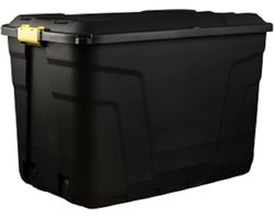 Zwarte opbergkist 190L met wielen en deksel | vergrendelbaar | Easy lock | 380KG+ Laadvermogen
