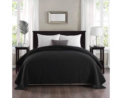 Zwarte patchwork quilt sprei - tijdloos omkeerbaar design voor elk interieur-220 x 240 cm