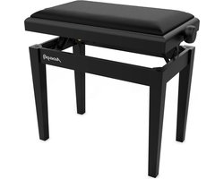 Zwarte pianobank - in hoogte verstelbaar - gevoerd toetsenbord - hout - 475 tot 565 cm