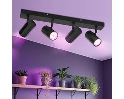 Zwarte plafondlamp 4-vlams GU10 met draaibare spots - Industrieel vintage design voor keuken, woonkamer, en slaapkamer