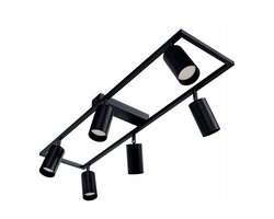 Zwarte Plafondlamp LED GU10 6 Spots Verstelbaar Modern