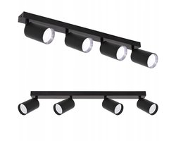 Zwarte Plafondlamp Spot Rail 4x GU10 Aluminium - Verstelbaar