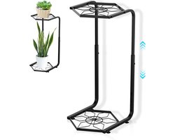 Zwarte plantenstandaard - verstelbaar voor binnen en buiten - 2 niveaus