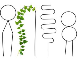 Zwarte plantensteunen - Set van 4 - Geometrische vormen - Metaal