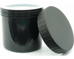 Zwarte Pot 500ml Leeg 50 stuks - Lege Potten met Schroefdeksel en Binnendeksel - Zalfpotten