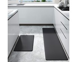 Zwarte PVC Keukenloper (45 x 150 cm) - Antislip En Wasbaar Vloerkleed Voor Keuken En Gang - Waterafstotend En Easy-Care Design - Ideaal Voor Hoge Belasting Gebieden