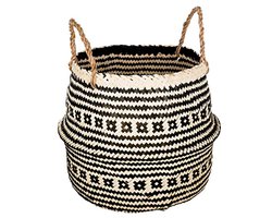 Zwarte rieten mand 36 x 14,5 cm voor interieurdecoratie