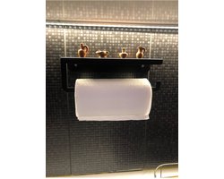 Zwarte Rol Papieren Handdoekhouder / Rol Badkamerservethouder / Roestvrijstalen Badkamerorganizer / Keukenrol Papieren Handdoekhouder / Keuken Badkameraccessoire / 19 x 16 x 8,5 cm