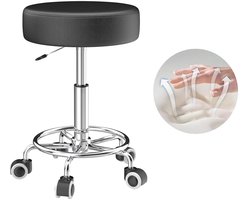 Zwarte rolkruk - comfortabel en veelzijdig - 1 stuk - PU-leer