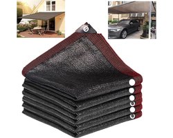 zwarte schaduwdoek voor de tuin - schaduwdoek – zonwering schaduwdoek - stevige, duurzame - kasgaasstof met ringen - voor buitencarports, balkons, binnenplaatsen, zwembaden, kassen (4x5m）