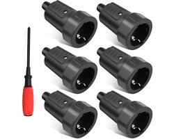 Zwarte Schuko Stekker 250V 16A IP44 Waterdicht Rubber voor Elektrische Apparaten en Tuinaccessoires, 3.7 kW