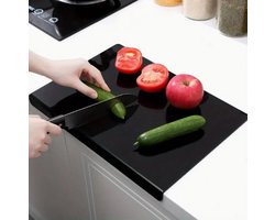 Zwarte snijplank van 3 mm, transparant acryl, beschermplank voor op het aanrecht met antisliprand, snijplank voor in de keuken, fruitsnijder, 450*350 (inclusief 30 mm bocht)